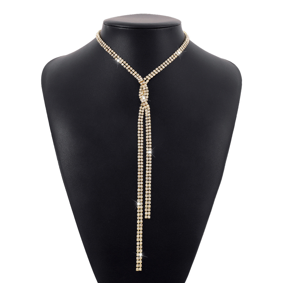 Wholesale Double Row Diamond Wrap Tassel Claw Chain Necklace