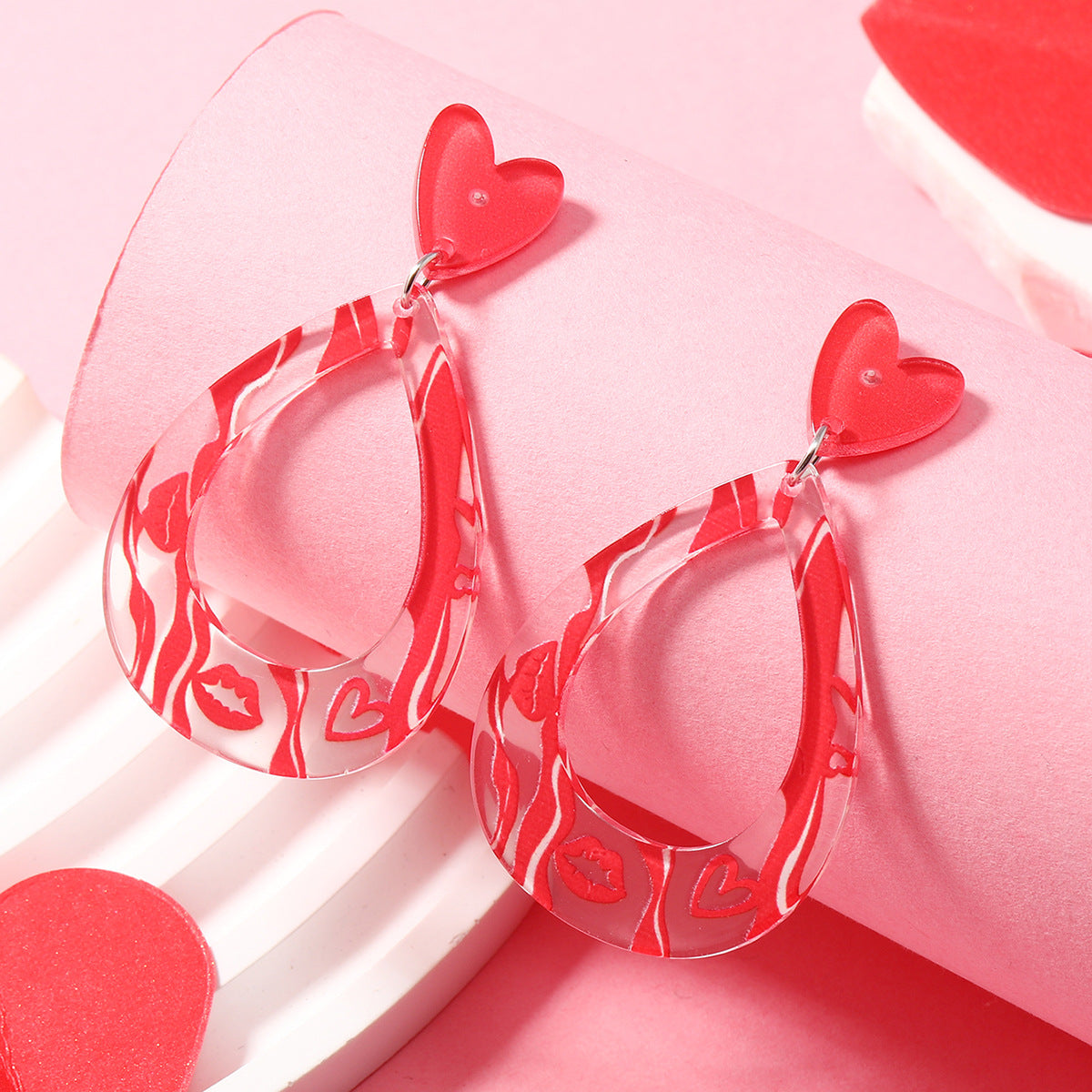 Wholesale Wholesale Valentine's Day Girly Pink Cute Acrylic Earrings