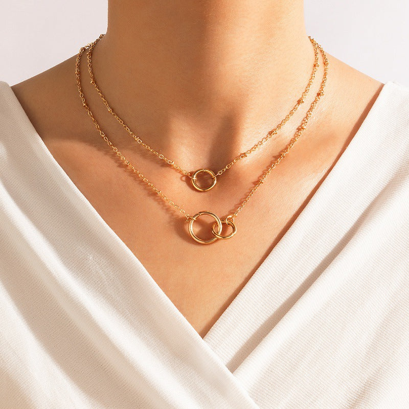 Wholesale Butterfly Letter Disc Three Layer Necklace