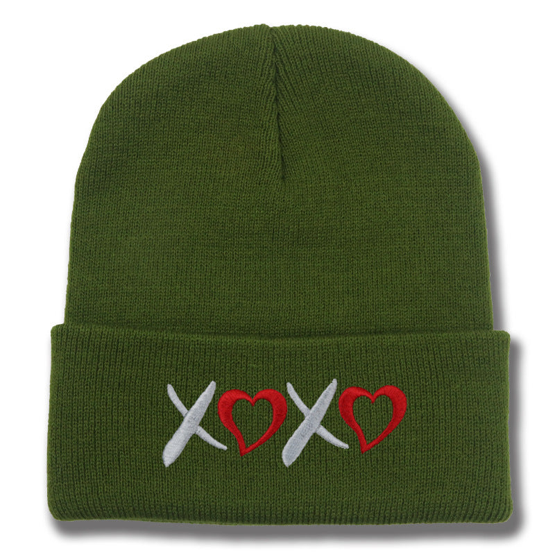 Wholesale Valentine's Day XOXO embroidery knitted hat for men and women couples autumn and winter warm wool hat leisure all-match cold hat tide