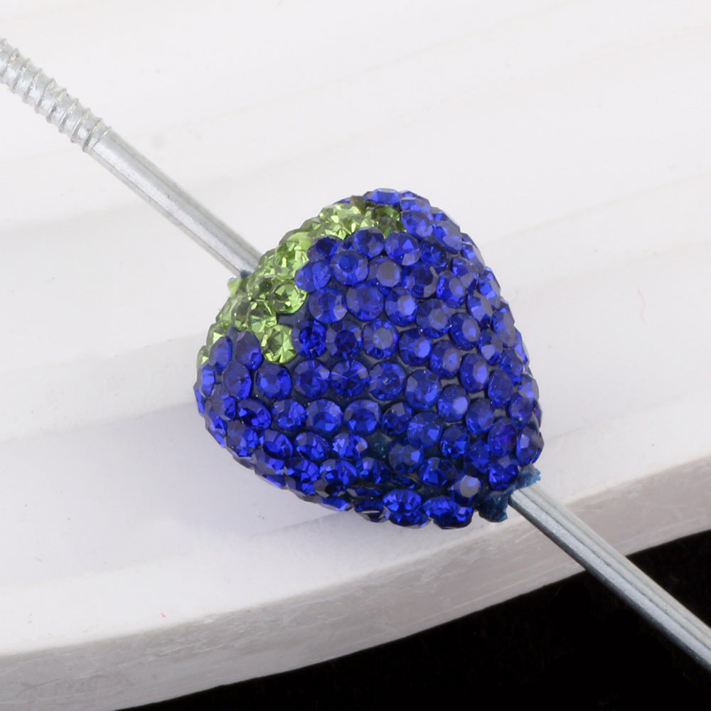 Wholesale 5pcs Colorful Strawberry Ball Diamond Ball Can Thread Straight Holes DIY Beads