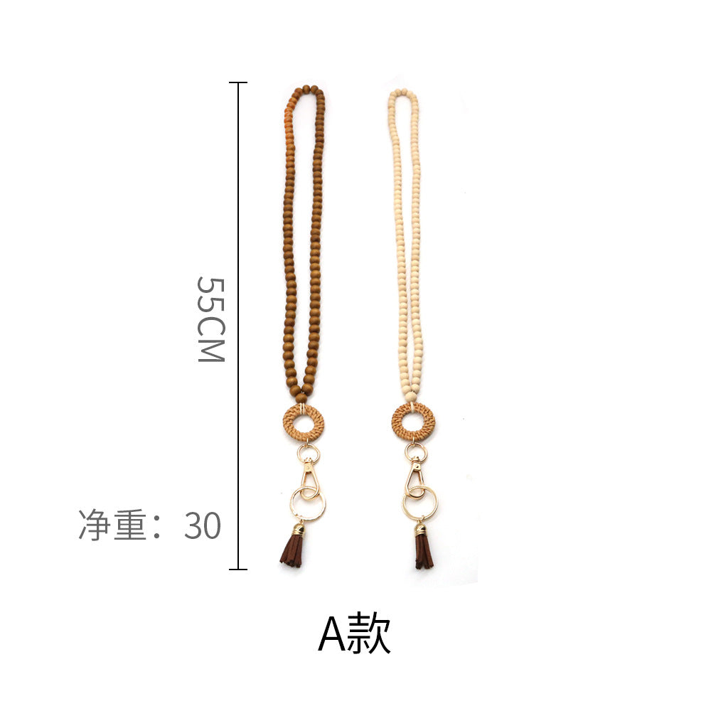 Wholesale Wooden Bead Lanyard School Brand Brand Work Card Keychain