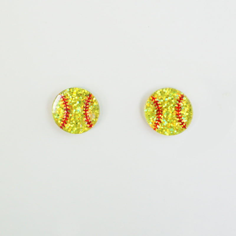 Wholesale 2 Pairs/Pack Shiny Football Baseball Acrylic Earrings