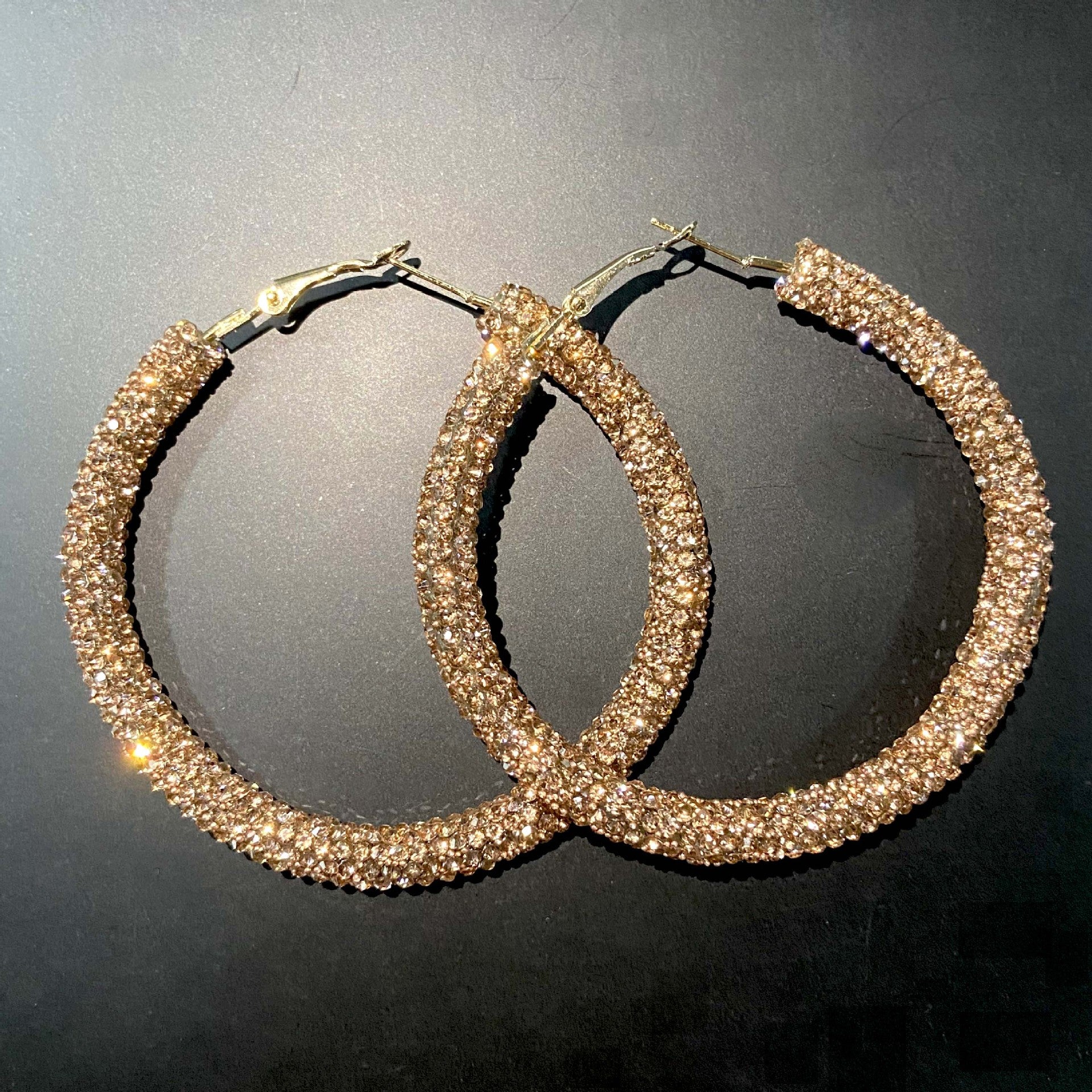 Wholesale Full Diamond Large Circles Alloy Earrings