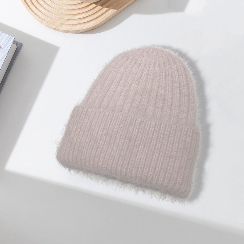 Wholesale Rabbit Fur Girls Knitted Long Plush Hat