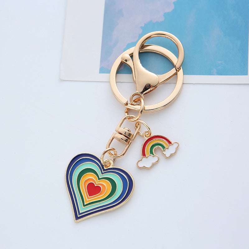 Wholesale Alloy Rainbow Colorful Love Keychains