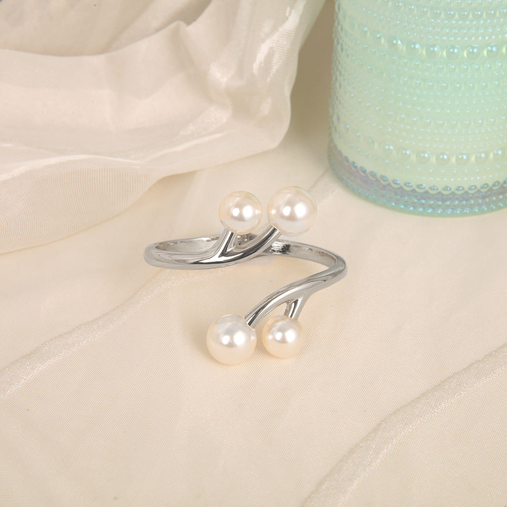 Wholesale Pearl double-layer semi open Layered Bracelet Set