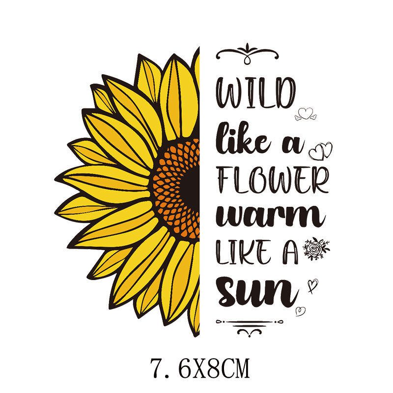 Wholesale 5pcs/pack  Sunflower heat transfer sticker pattern   UV DTF Ready to Press Transfers Wraps