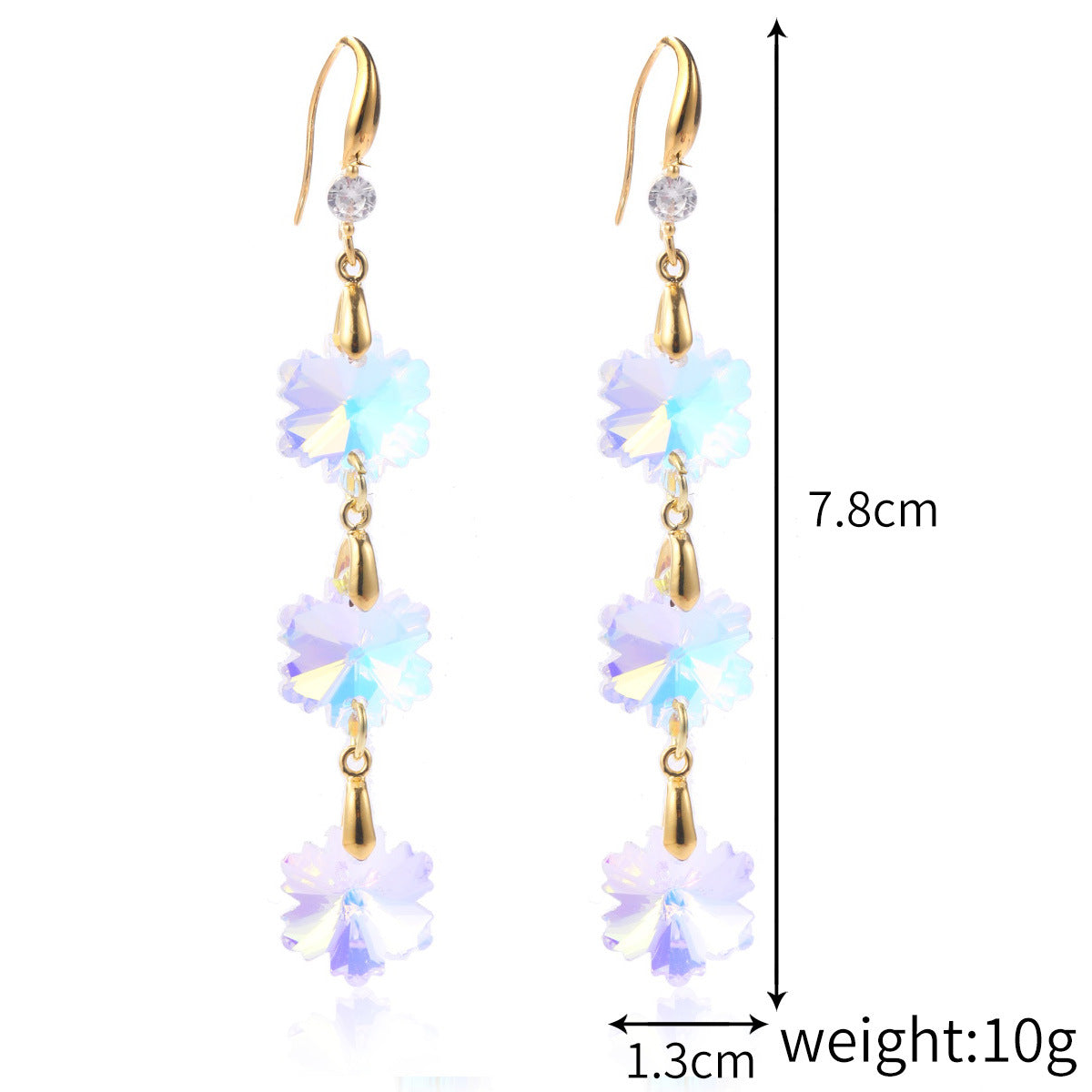 Wholesale Mother's Day Long Crystal Light Luxury High-end Colorful Crystal Water Drop Earrings