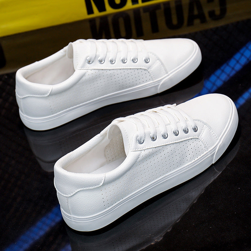 Wholesale Mesh Leather Shoes Lace-up Flat-soled Sports Student Sneakers