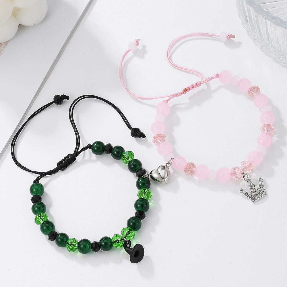 Wholesale Wicked Beaded Heart Magnet Bracelet Set