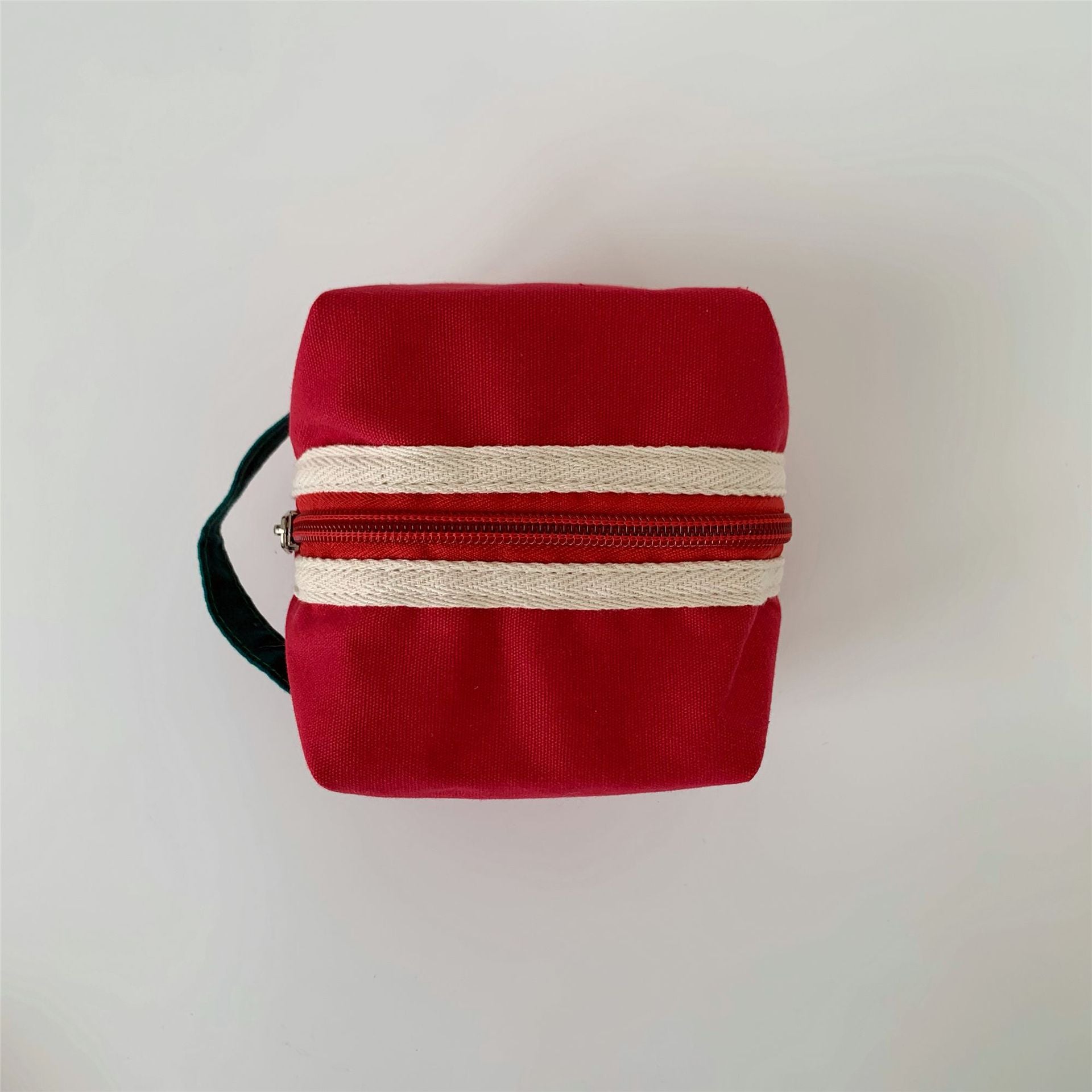 Wholesale Canvas Red and Green Contrast Cosmetic Bag Mini Coin Purse