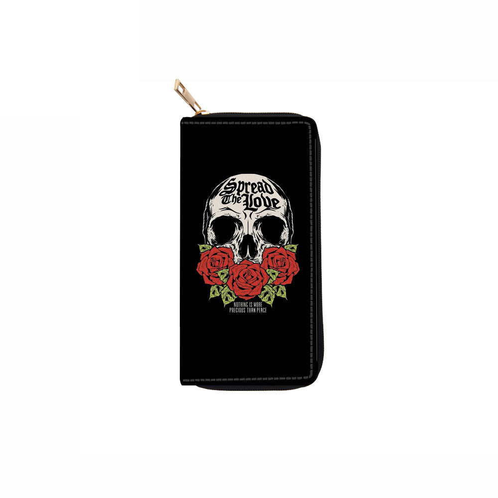 Wholesale Skull PU Long Zipper Wallet Wallet