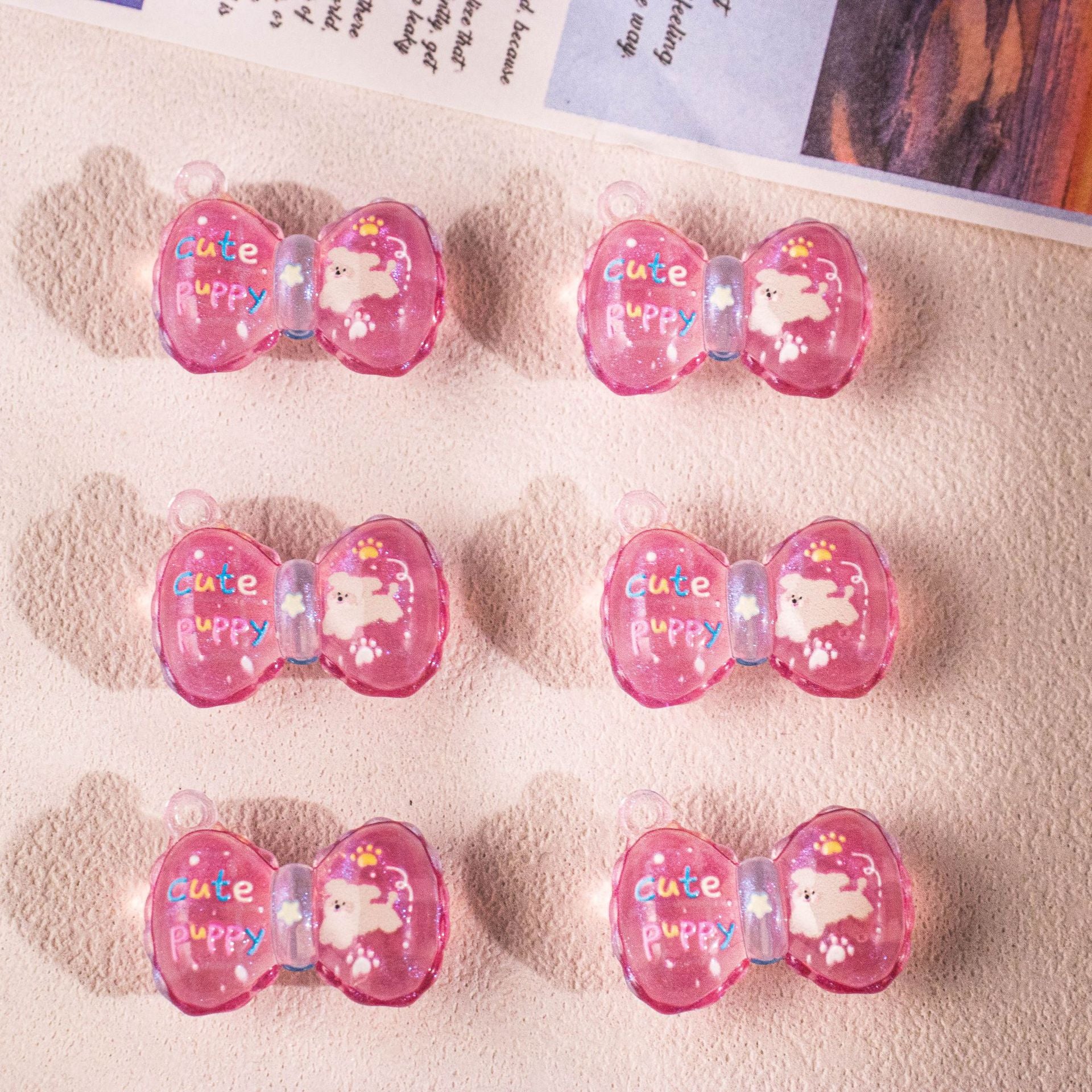 Wholesale 10pcs Gradient printed bow with perforations and beads OLY Exclusive