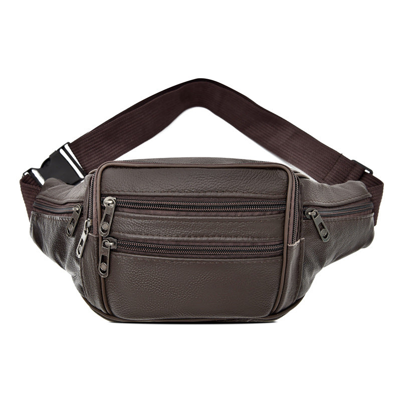 Wholesale Genuine leather waist bag men's shoulder bag multi-compartment cowhide waist bag men's mobile phone bag waist bag for work use wear-resistant