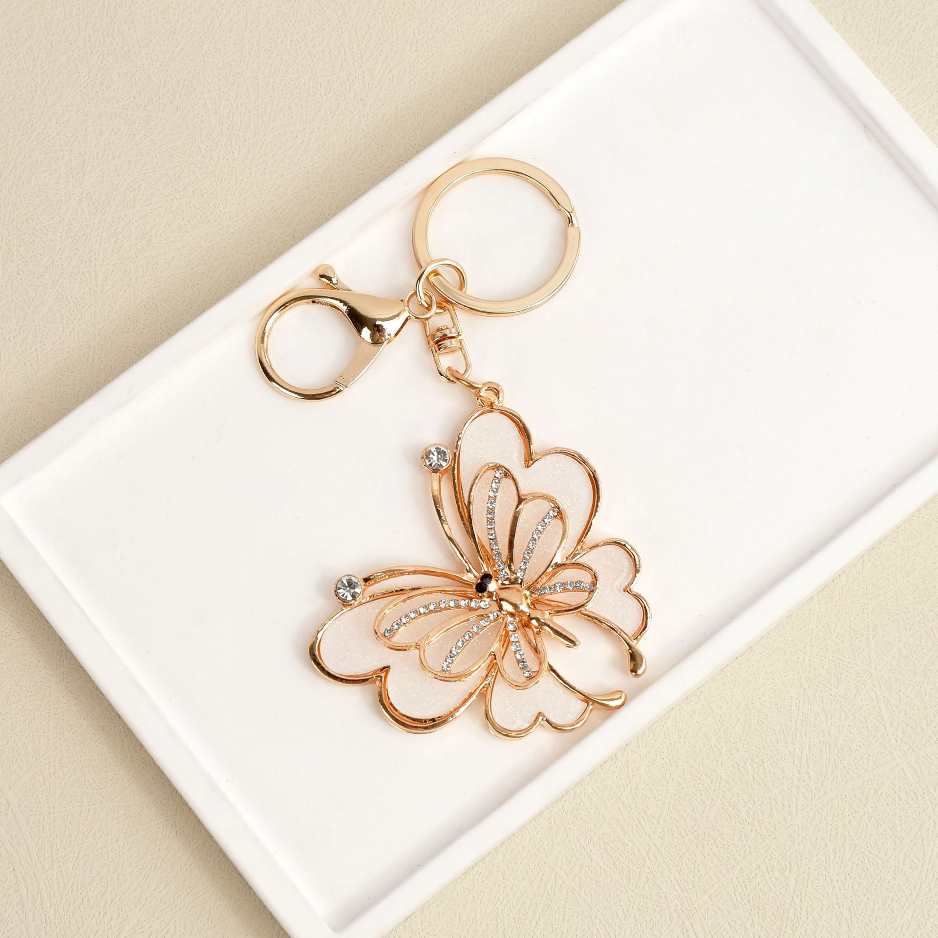Wholesale Double Layer Butterfly Diamond Metal Keychain