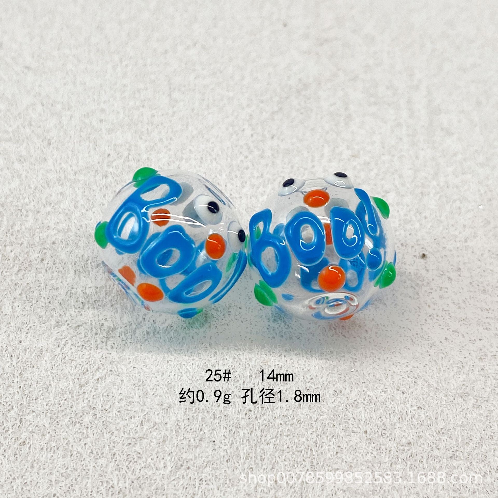 Wholesale 10pcs Transparent hollow glass heart-shaped polka dot hand-painted flower beads