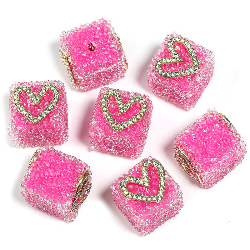 Wholesale  5pcs Colorful soft candy double-sided heart bow Acrylic Beads