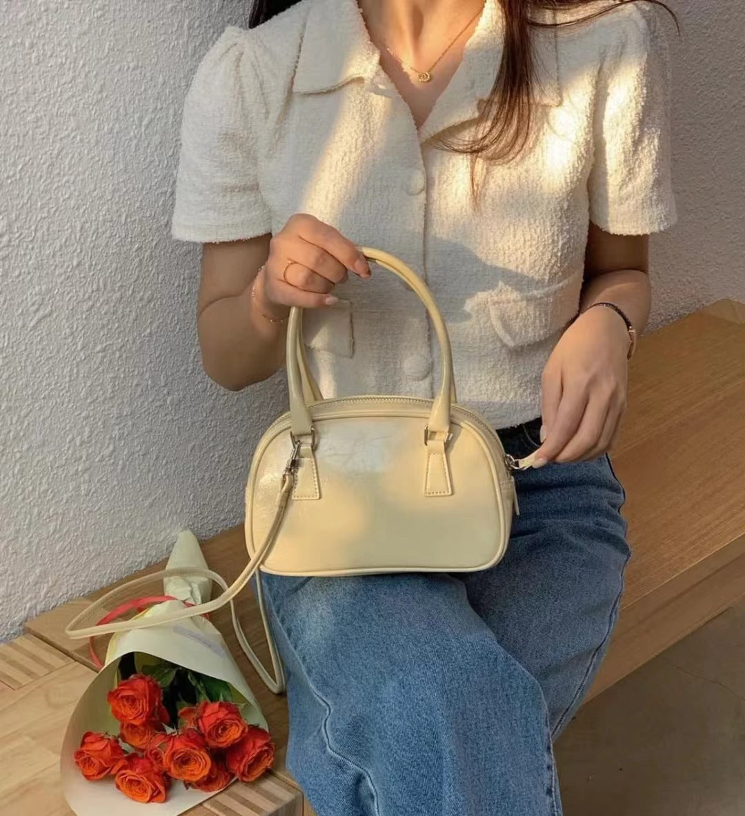 Wholesale Pu Texture Silver Retro Fashion Versatile Polyester Small Square Handbag