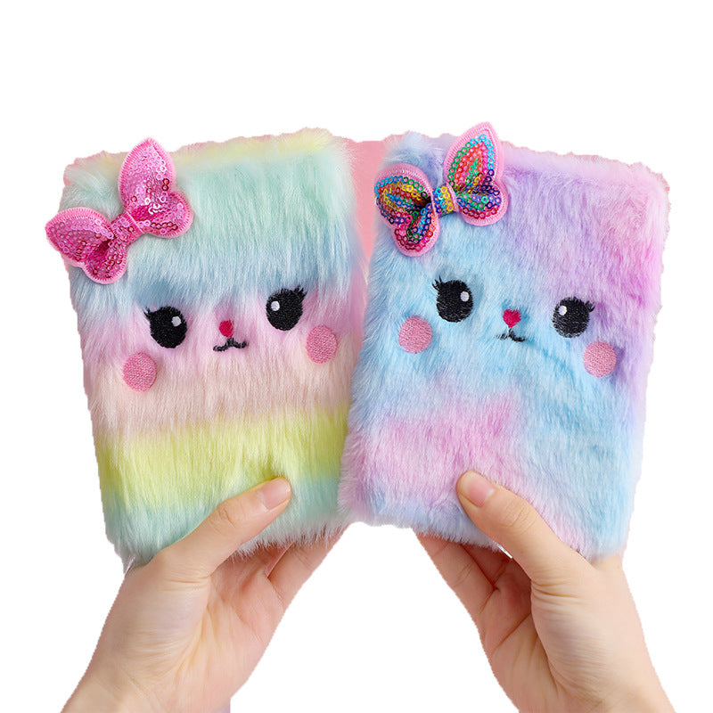 Wholesale Children' s plush notebook with bow and cat