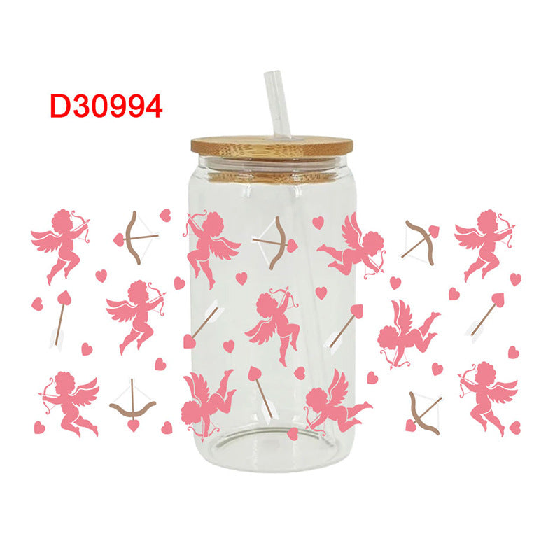 Wholesale Pink Hearts  16oz Cup UV DTF Wraps