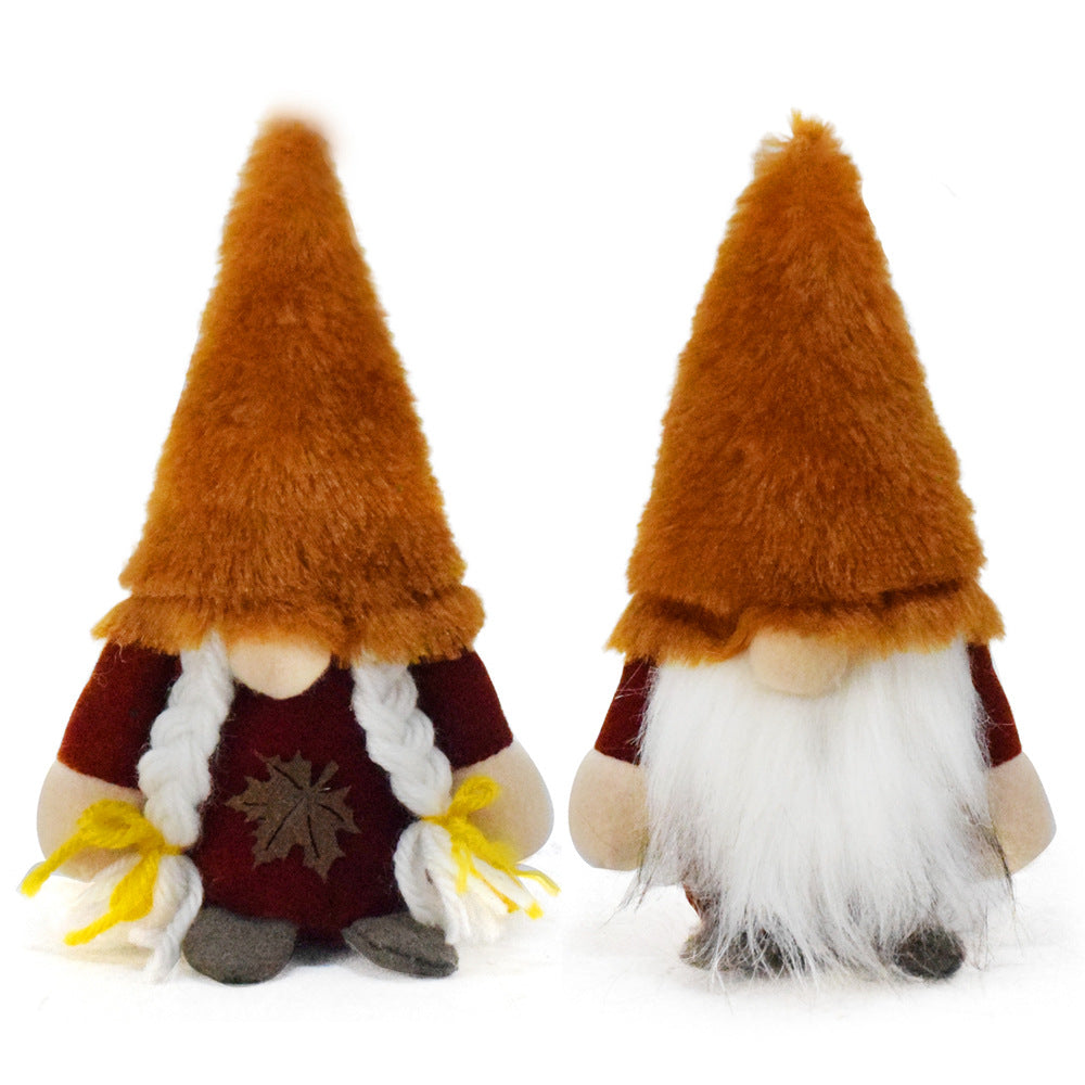Wholesale Harvest Festival Autumn Faceless Doll Brown Plush Gnome Ornament