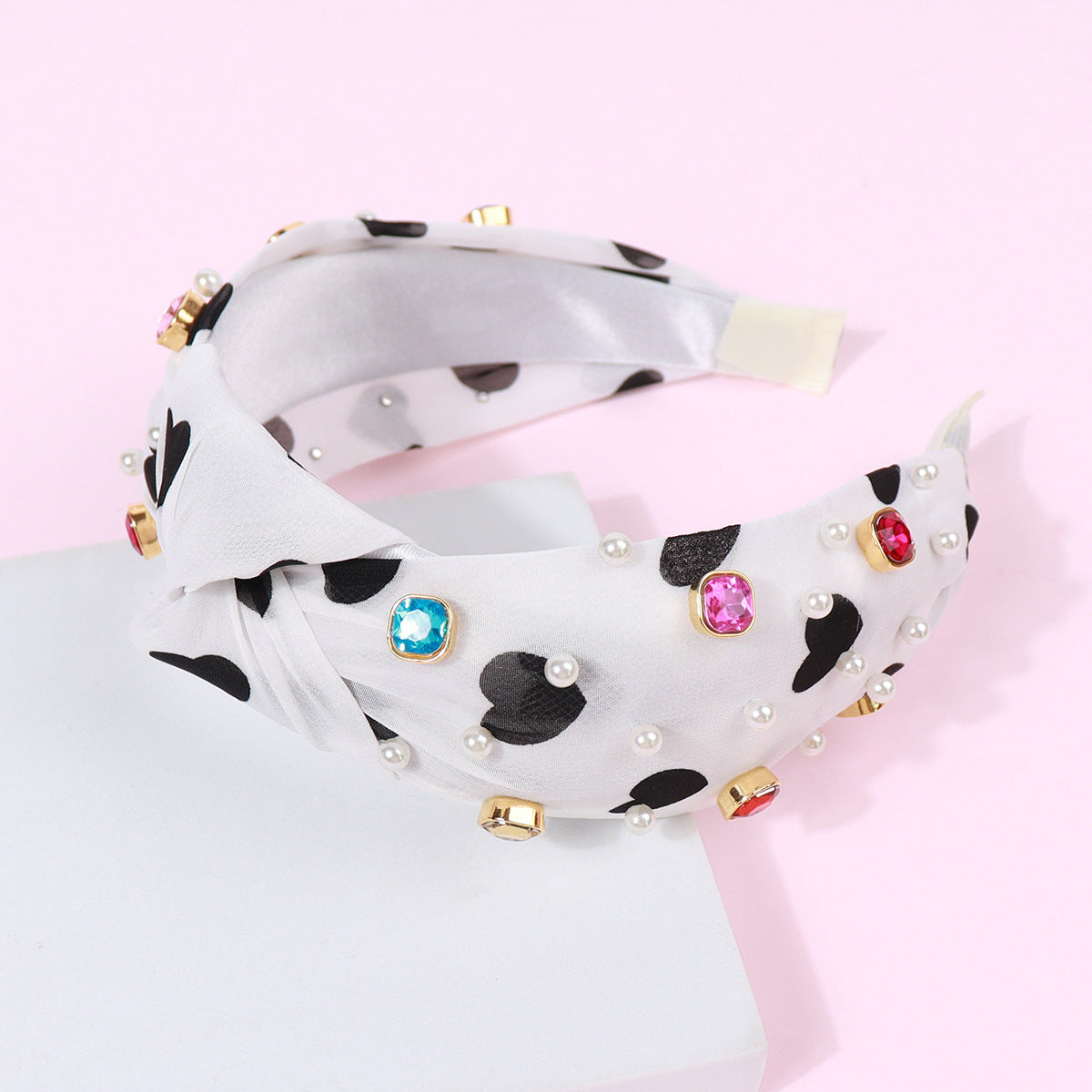 Wholesale Valentine's Day love Color Diamond color knotted pick heart headband