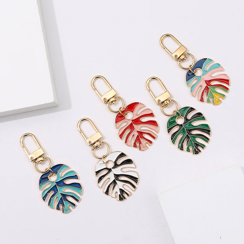 Wholesale Alloy Drip Oil Simulation Colored Leaf Turtle Back Leaf Keychain
