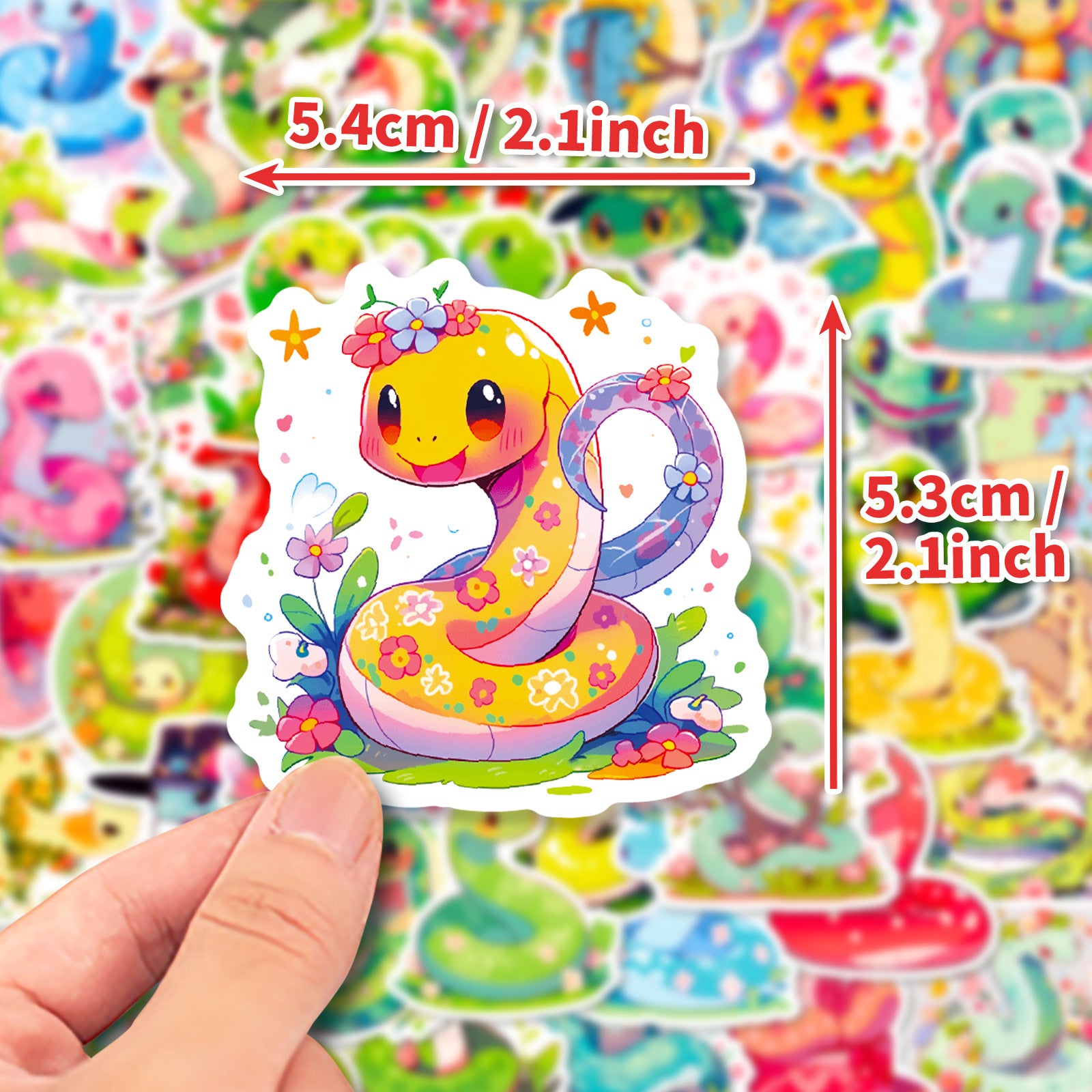 Wholesale 50pcs cute cartoon snake stickers reptile cartoon snake personality graffiti stickers