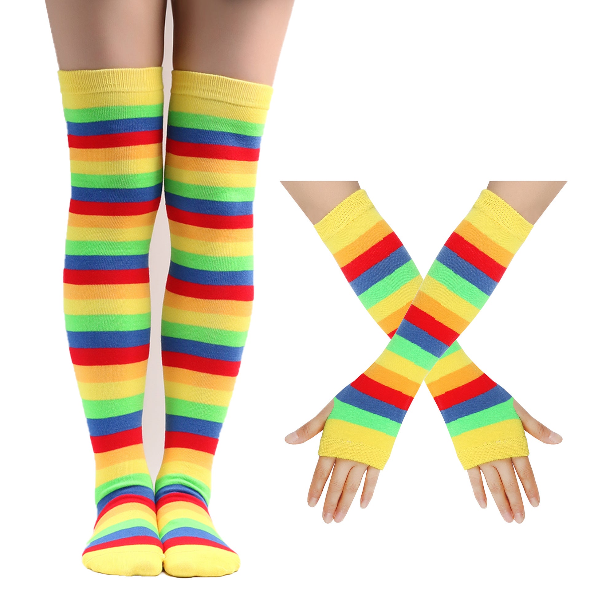 Wholesale Rainbow Striped Over-the-knee High Socks