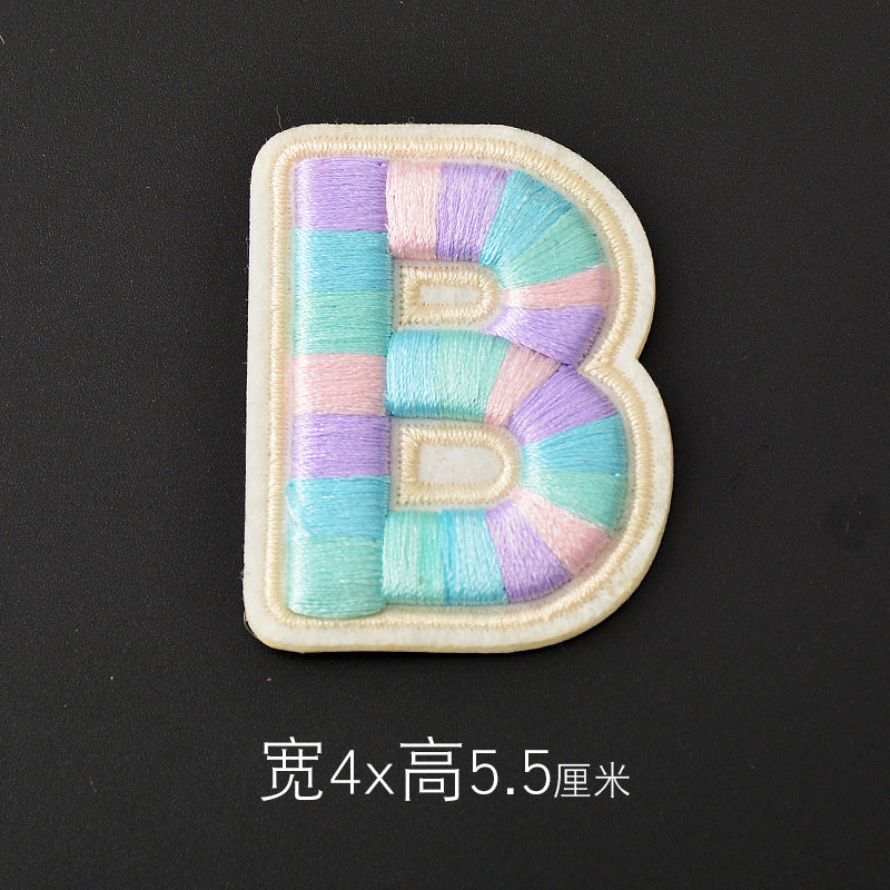 Wholesale Polyester 3D Embroidered Letter Patches Rainbow Self Adhesive DIY Fabric Appliques For Clothing Bags Shoes Hats Boutique Resale