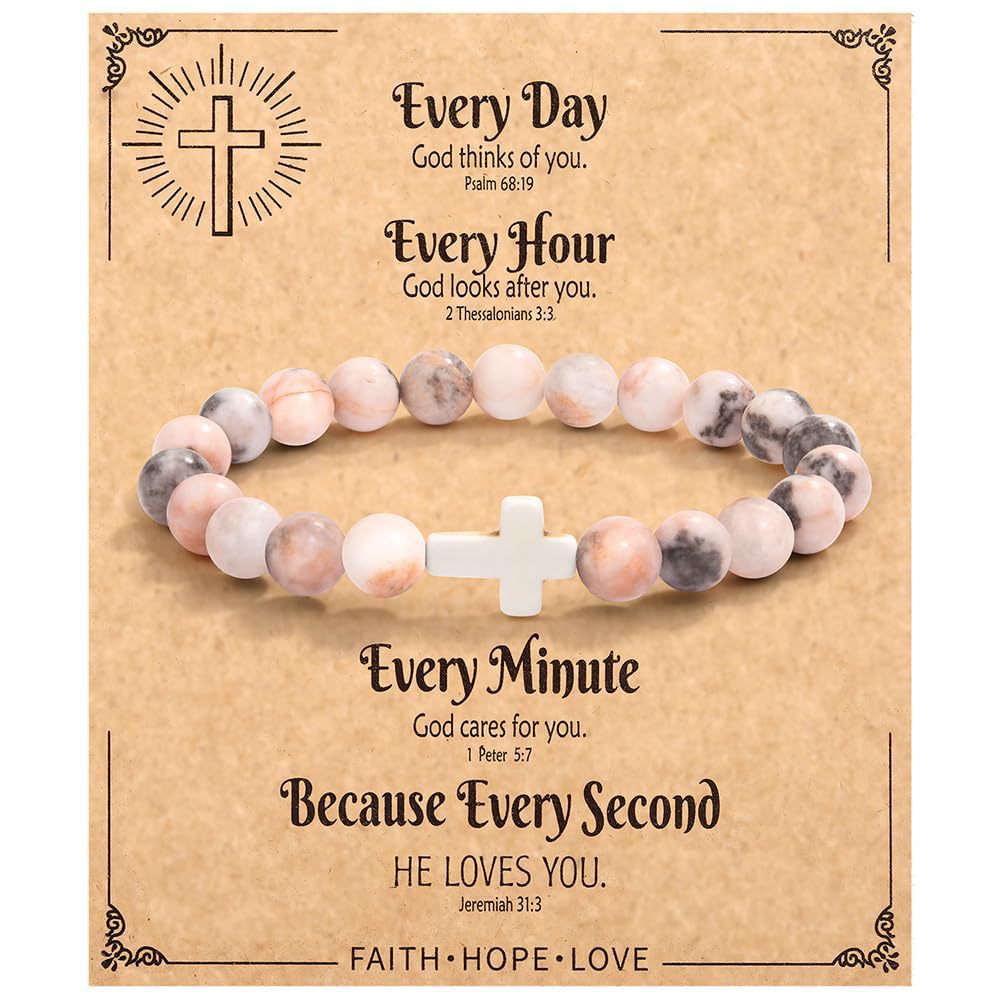 Wholesale Pink Zebra Stripe Amethyst Cross Bracelet