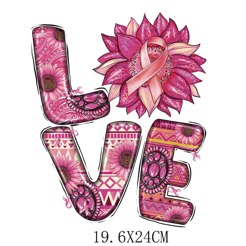 Wholesale 10pcs/pack Pink rainbow ribbon UV DTF Ready to Press Transfers Wraps