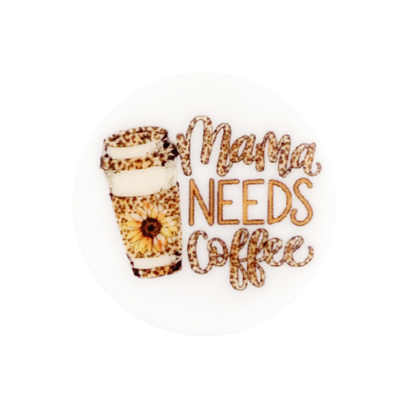 Wholesale 10pcs Colorful cartoon circular print  Focal Beads