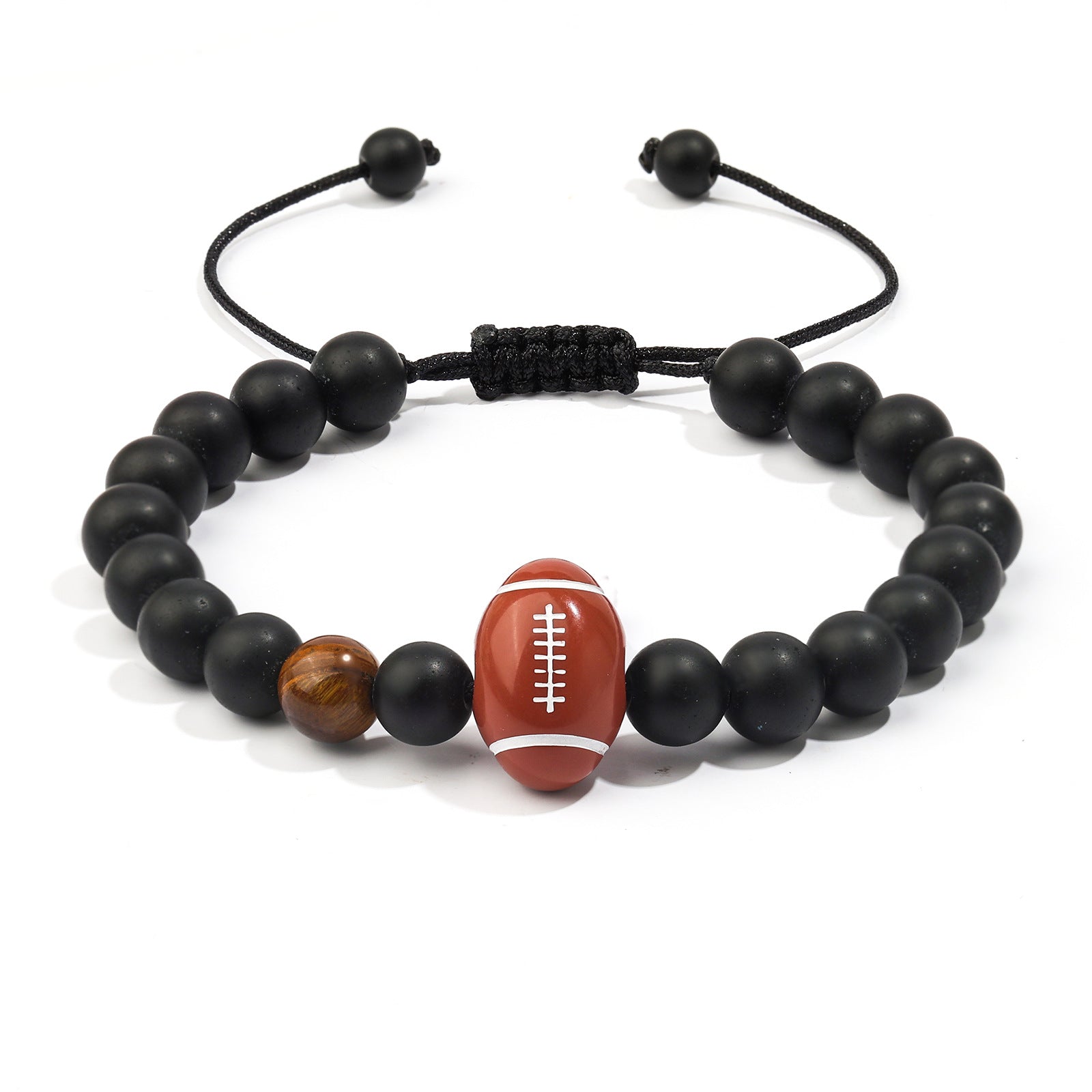 Wholesale Football baseball bead black frosted tiger eye stone bracelet