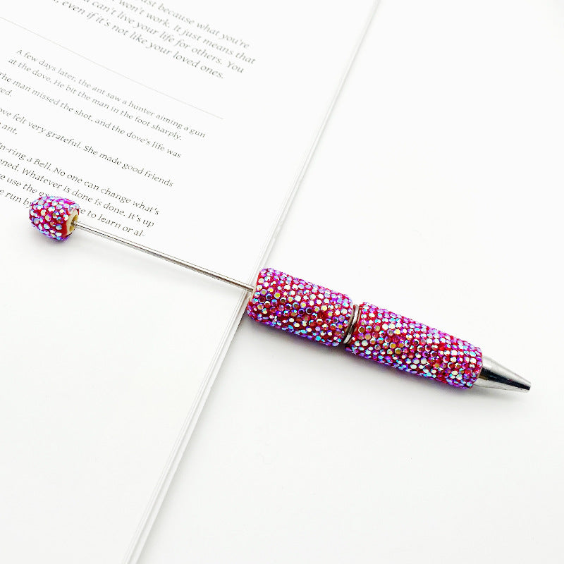 Wholesale  beadable pens DIY electroplated colorful diamond bead pen