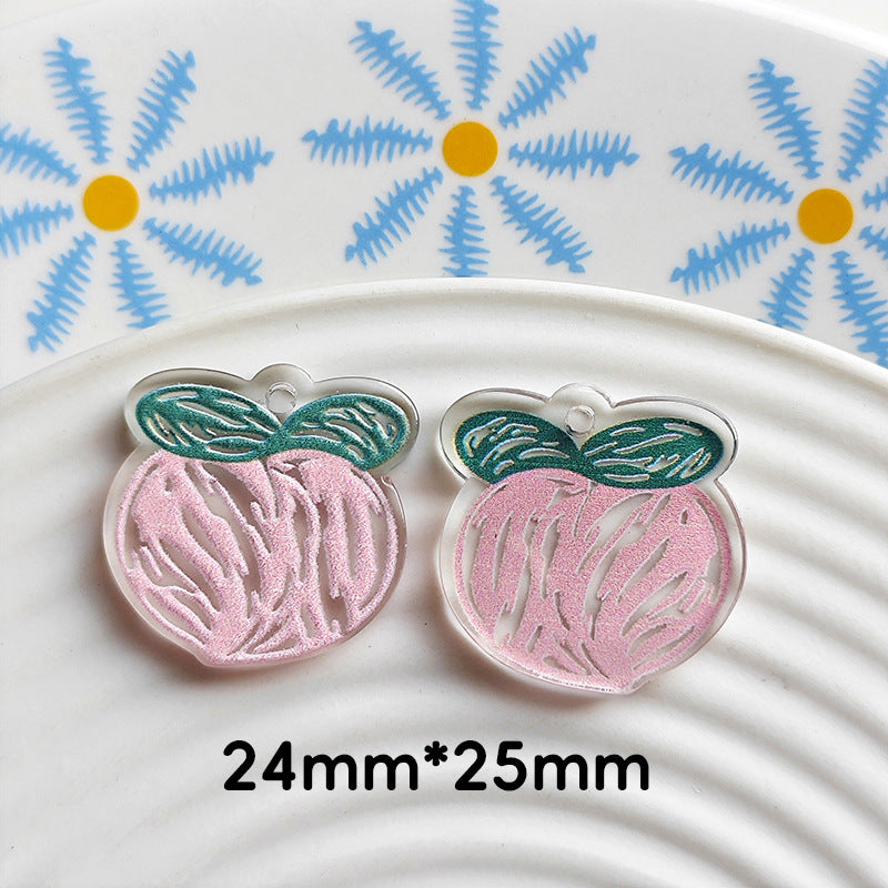 Wholesale 10pcs Double-sided bow three-dimensional relief acrylic jewelry accessories DIY pendant with holes cartoon character cute