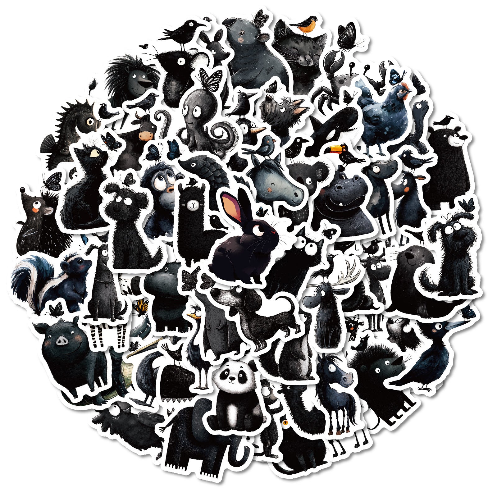 Wholesale 5pcs 56 Black Animal Cartoon Stickers Creative Stickers