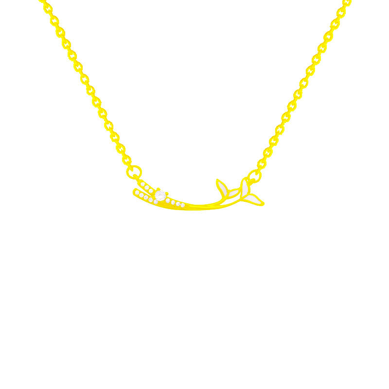 Wholesale Titanium Steel Double Fish Tail Necklace Clavicle Chain