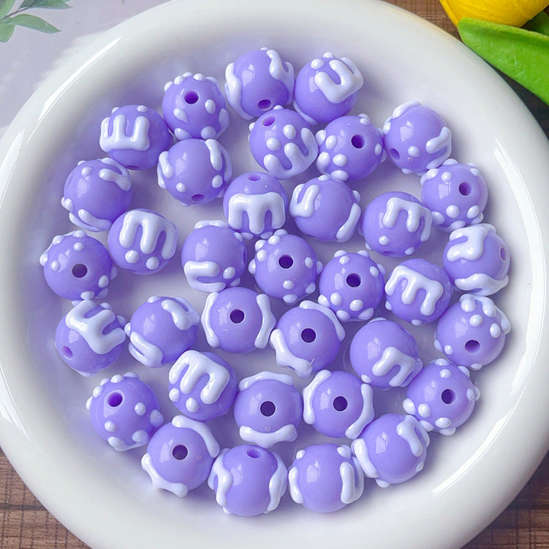 Wholesale 10pcs/pack Cream acrylic through-hole loose beads