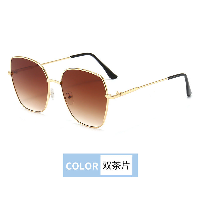 Wholesale Sunglasses Women's High-end Face Small Fashion UV-resistant Sunglasses Gradient Large Frame Metal Sunglasses