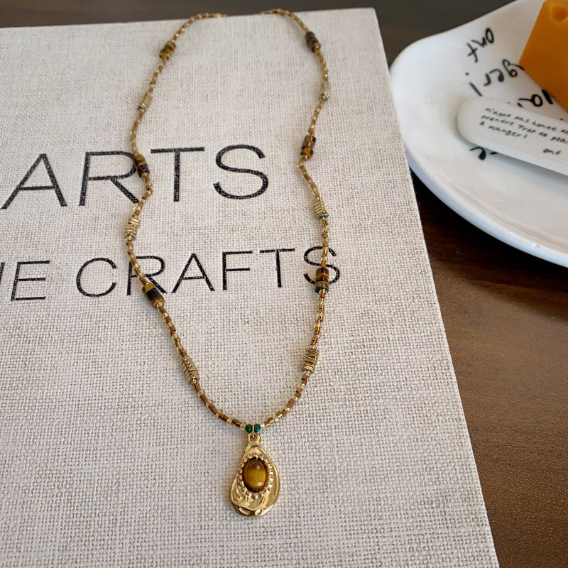 Wholesale Star Tiger Eye Stone Double Layer Bohemian Style Exquisite Clavicle Chain Necklaces