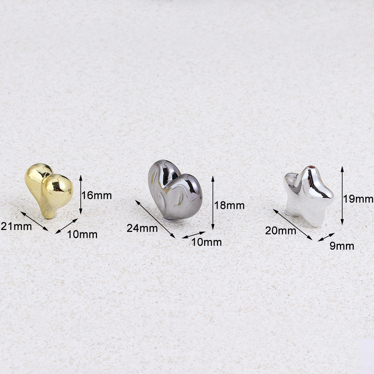 Wholesale 10pcs electroplated gold silver pentagram heart acrylic beads