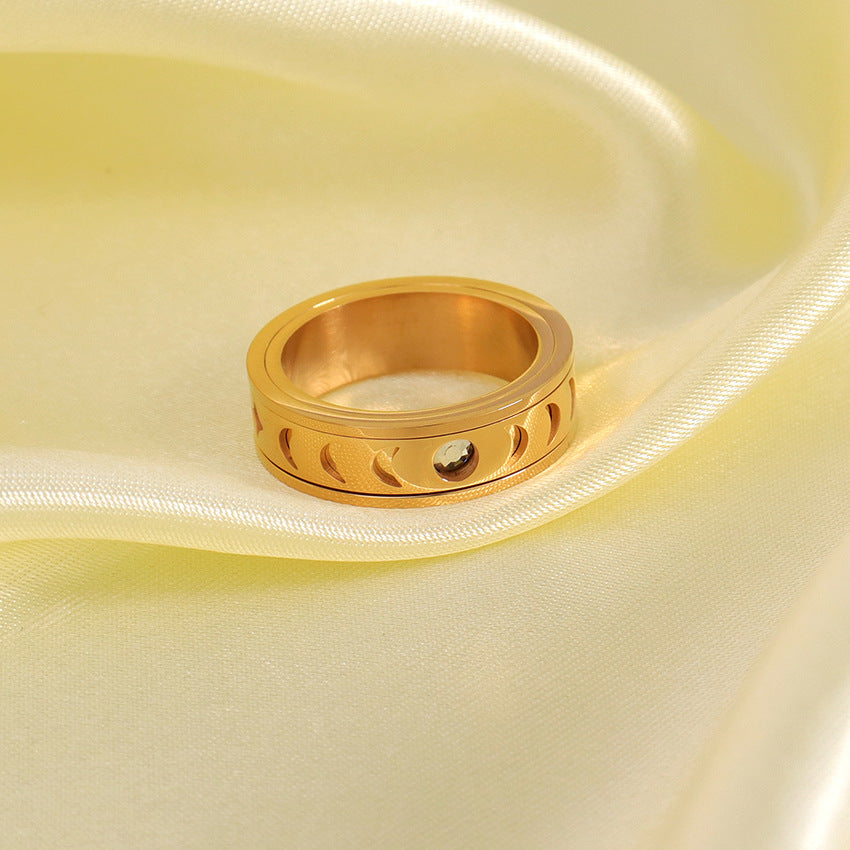 Wholesale Star Moon Diamond Stainless Steel Ring