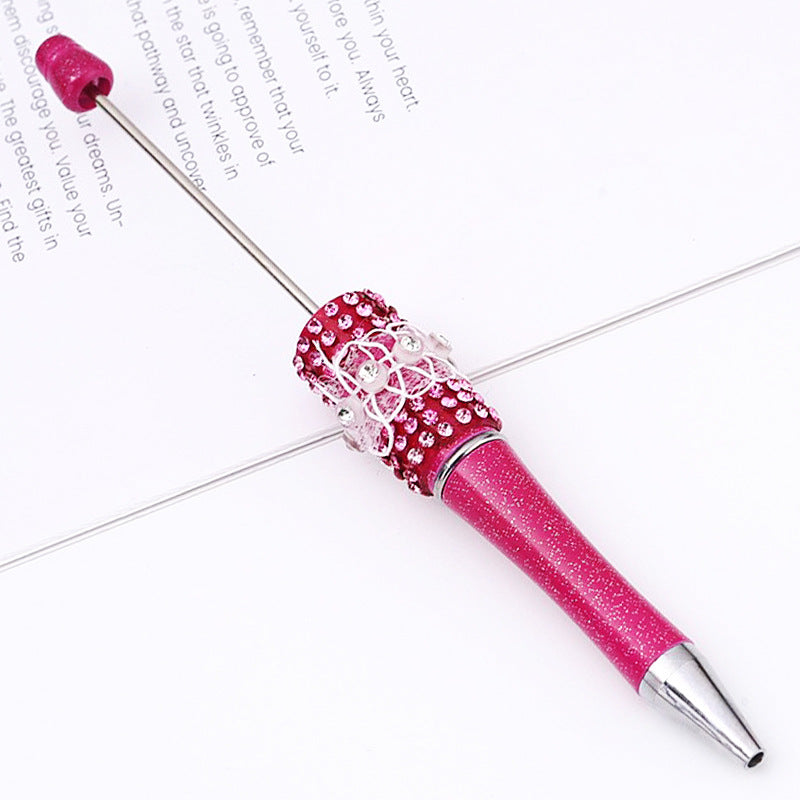 Wholesale 10pcs Beadable Pens DIY Diamond-studded Creative Butterfly Mesh Handmade Diamond Ballpoint Pen