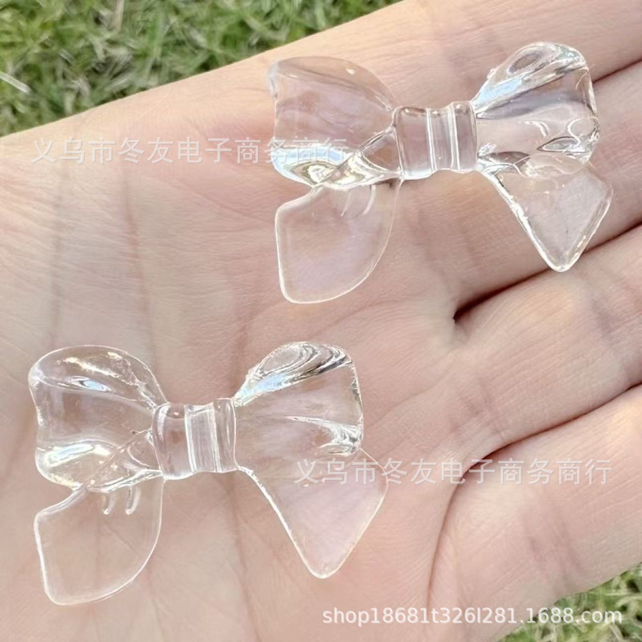 Wholesale 50pcs Transparent colored butterfly bow acrylic beads