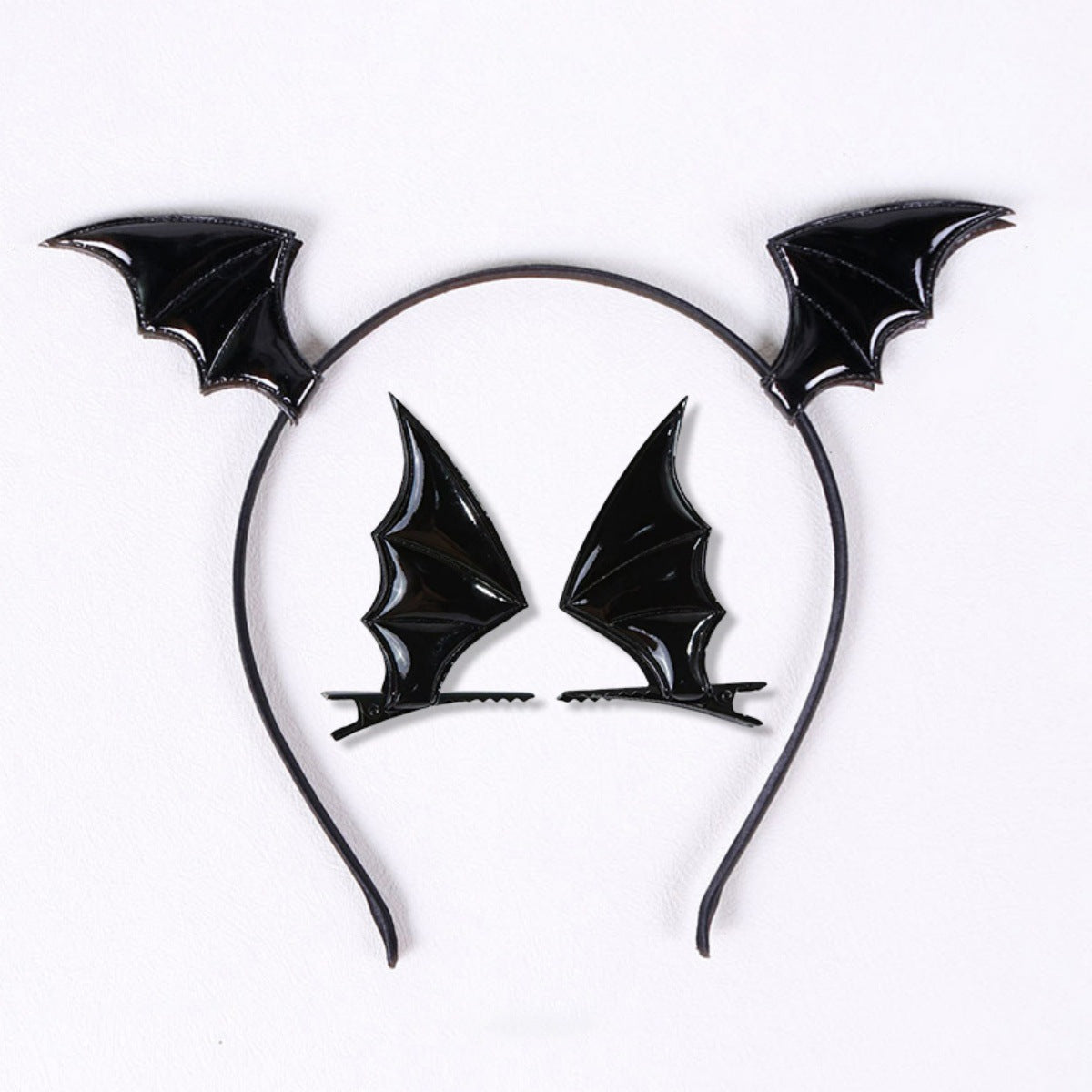 Wholesale Halloween Bat Hairpin & Headband Hoop Set Little Devil Leather Accessories
