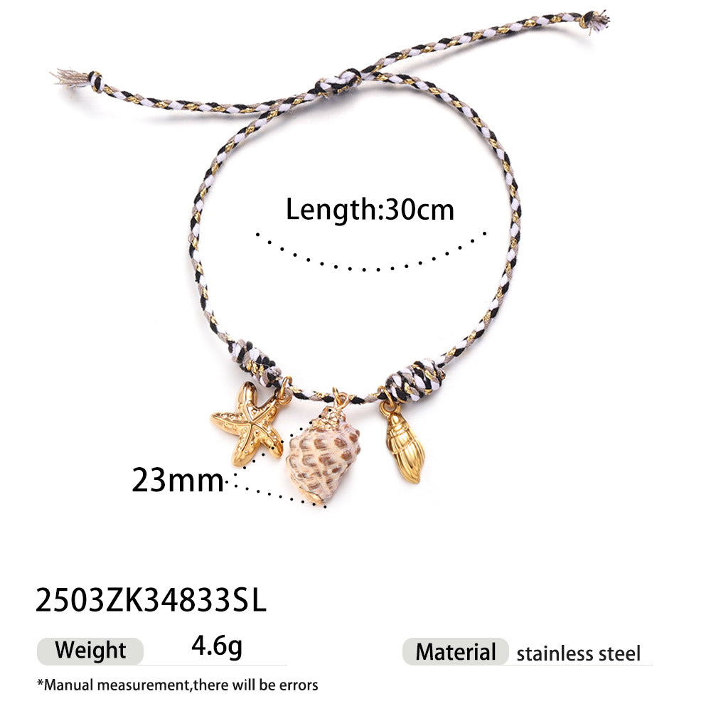 Wholesale Taina' s New Creative Ocean Series Stainless Steel Bracelet Girls Ceramic Conch Titanium Steel Pendant Shell Hand Jewelry