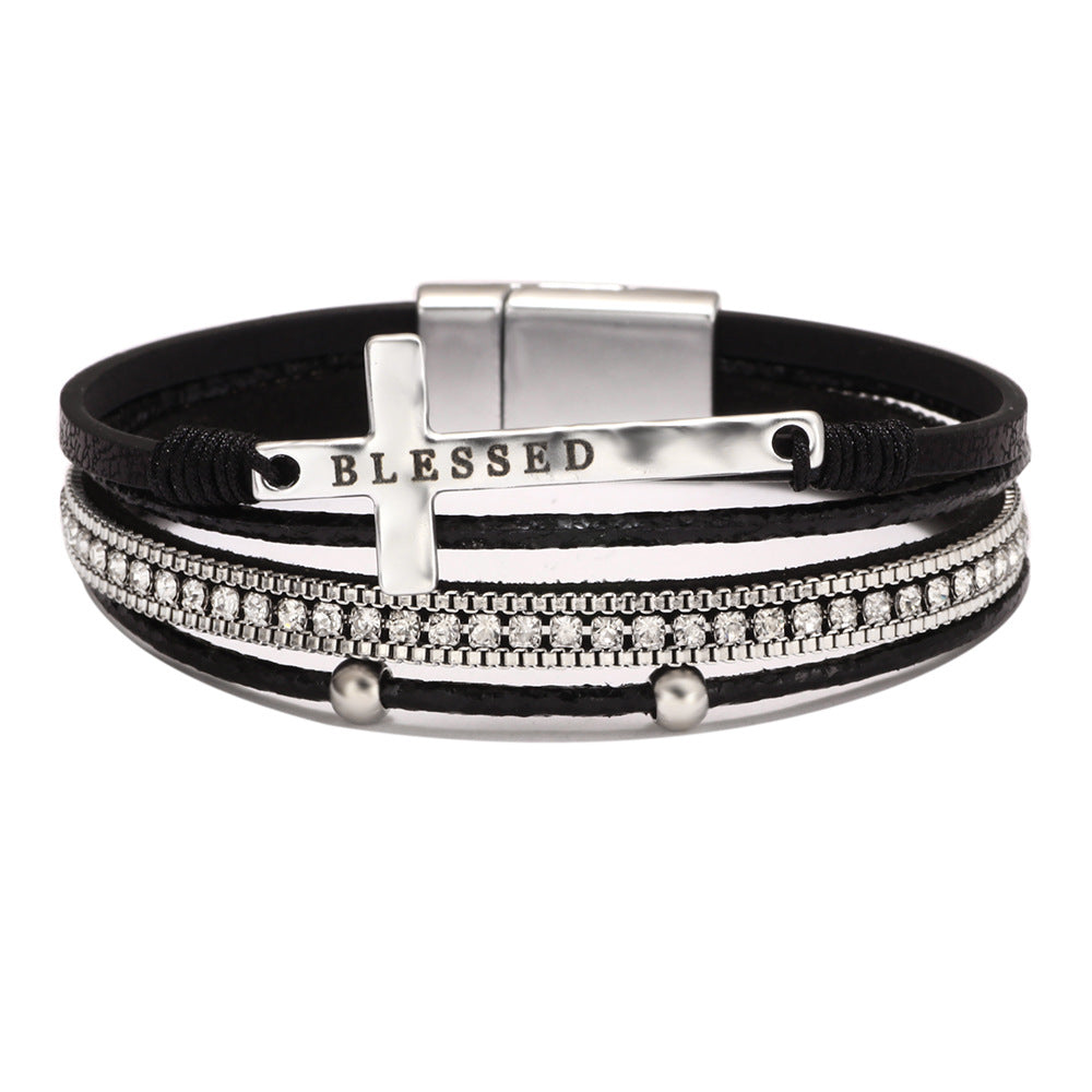Wholesale Bohemian Cross Micro Diamond Magnetic Bracelet