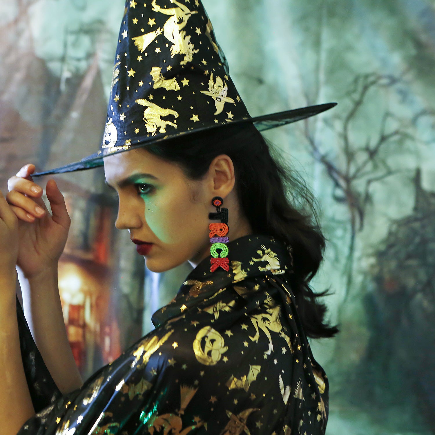 Wholesale English Alphabet Halloween Glazed Earrings